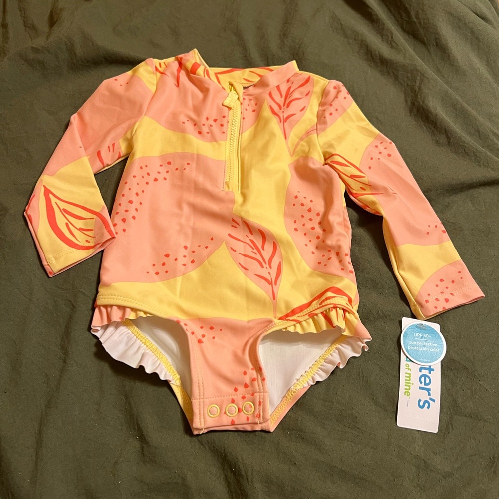 Carter's Pink and Yellow Rashguard Swim Set